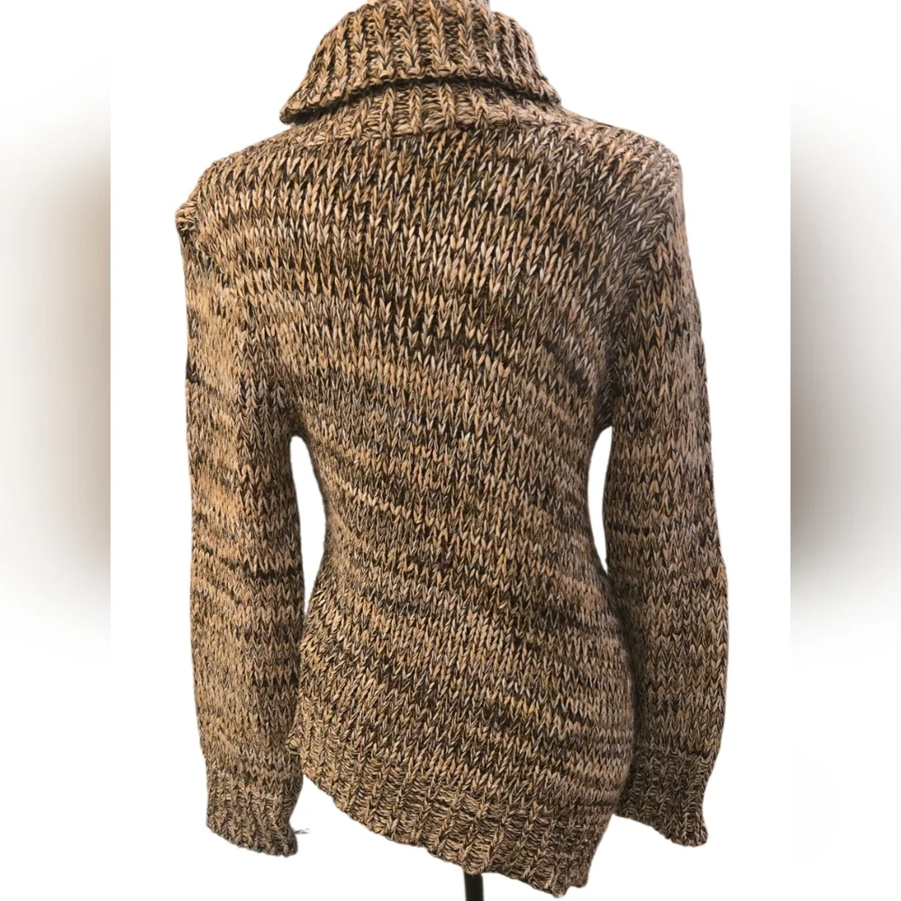 Vintage Necessary Objects Knit Brown Asymetric Turtleneck Sweater Sz M